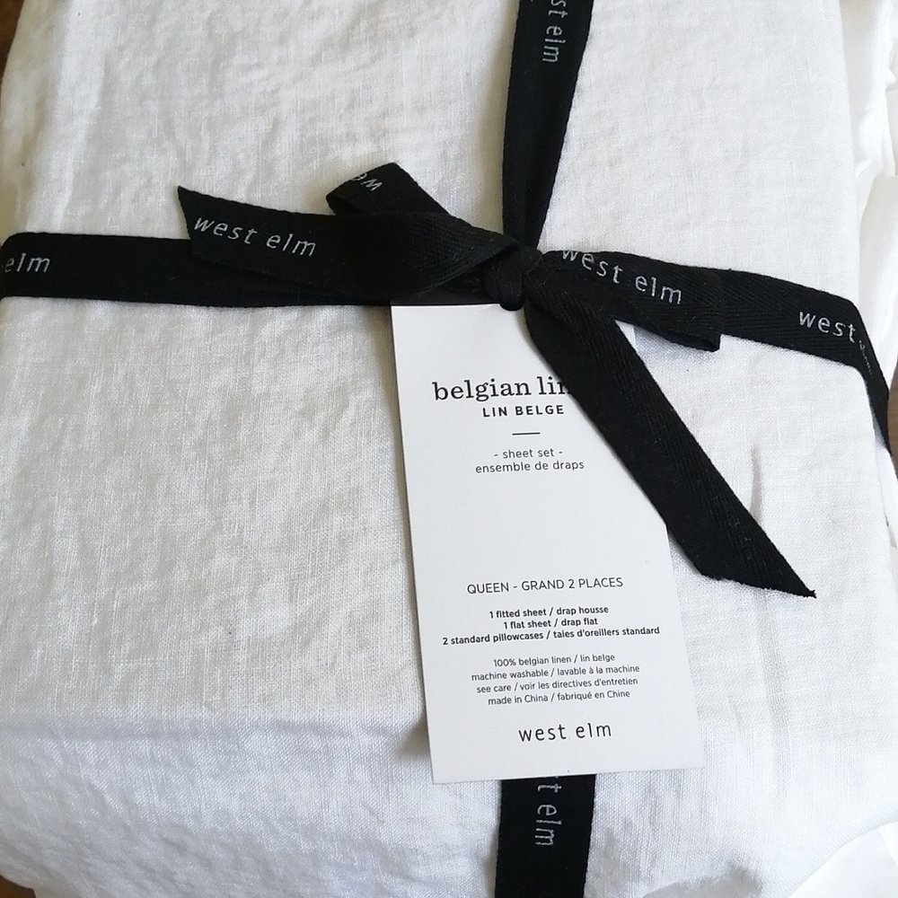 NWT West Elm Belgium Linen Sheet Set Queen Bedding